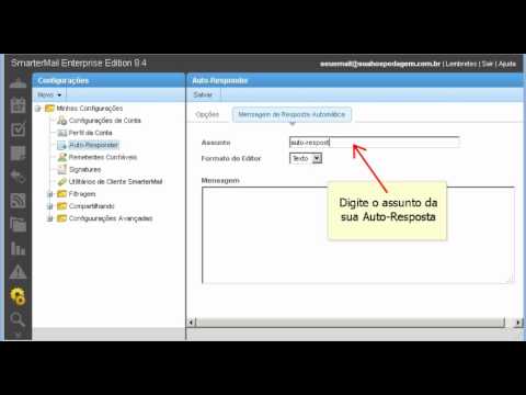 Ativando a auto resposta utilizando o Webmail