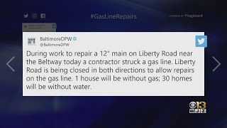 Emergency Gas Line Repairs Shut Down Liberty Road Near I-695 Both Directions