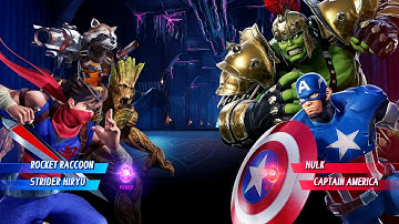 Rocket Raccoon & Strider Hiryu vs Hulk & Captain America (Very Hard) - Marvel vs Capcom | 4K UHD