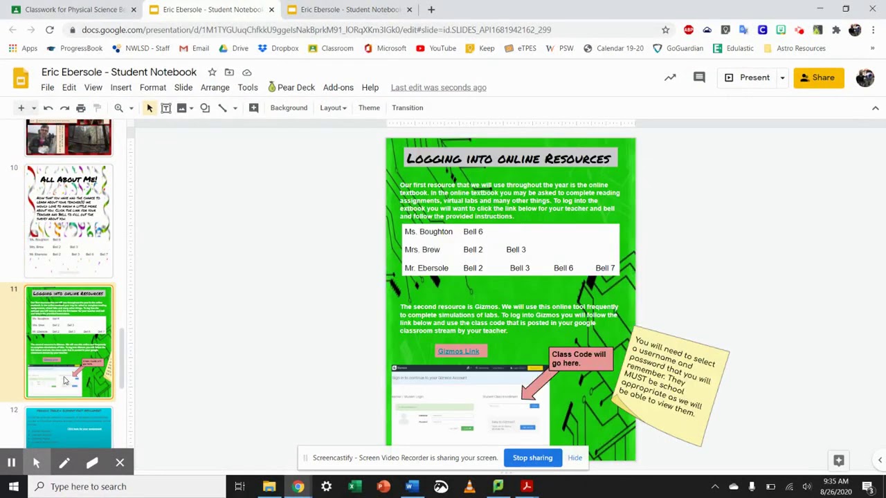 Google Classroom Overview - Physical Science