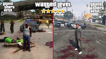 Max level wanted level - gta  san andreas  vs gta 5 - 90 secs side by side comparison