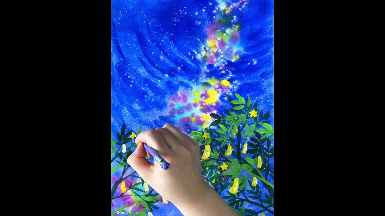 こんな水彩のにじみで描く七夕の絵はどうですか？ #painting #art