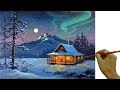 Acrylic Landscape Painting in Time-lapse / Winter Night / JMLisondra