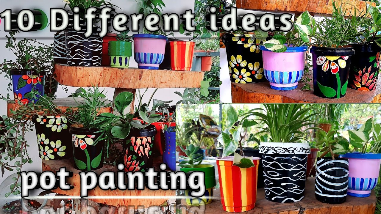 Easy pot painting / DIY plastic pot makeover ideas YouTube