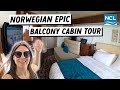 Norwegian epic balcony cabin tour  honest review  weirdest cabin layout