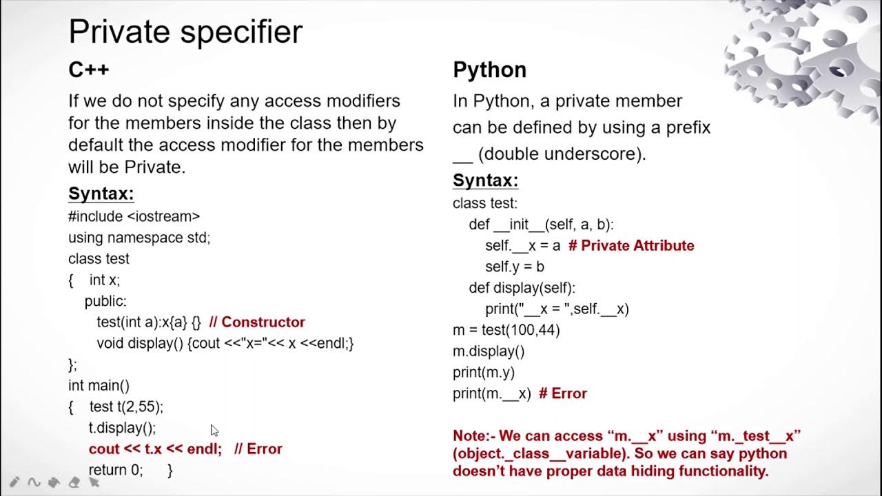 C++ vs Python Access specifier - YouTube