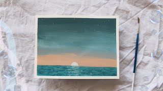 11 Deniz Güneş Batımı Çizimi - Sunset Painting Very Easy Painting Ideas