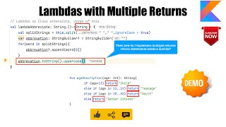 Lambdas with Multiple returns | Ignoring Paramter : Kotlin Fundamentals Tutorial - Part 33