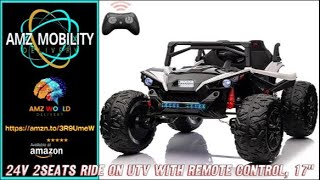 Overview 24V 2Seats Ride on UTV with Remote Control, 17" Extra Large EVA Wheels & 20.5“, Amazon