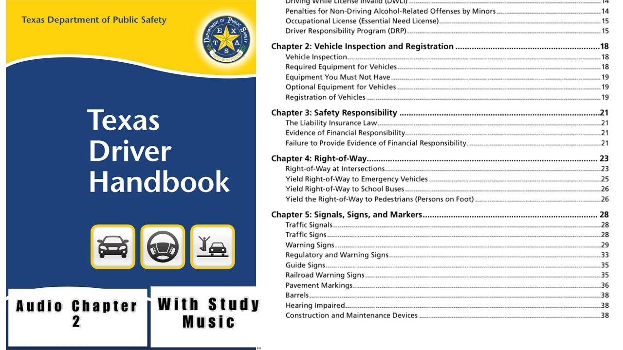 Chapter 2 |Texas Driver Handbook Audio With Study Music- 2021| Pass Permit Test| Driving School