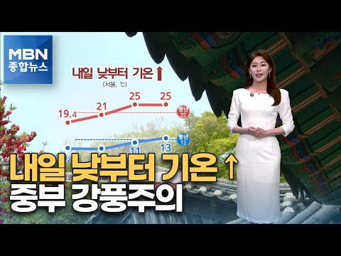 [종합뉴스 날씨] 내일 낮부터 기온↑…중부 강풍주의 [MBN 종합뉴스]