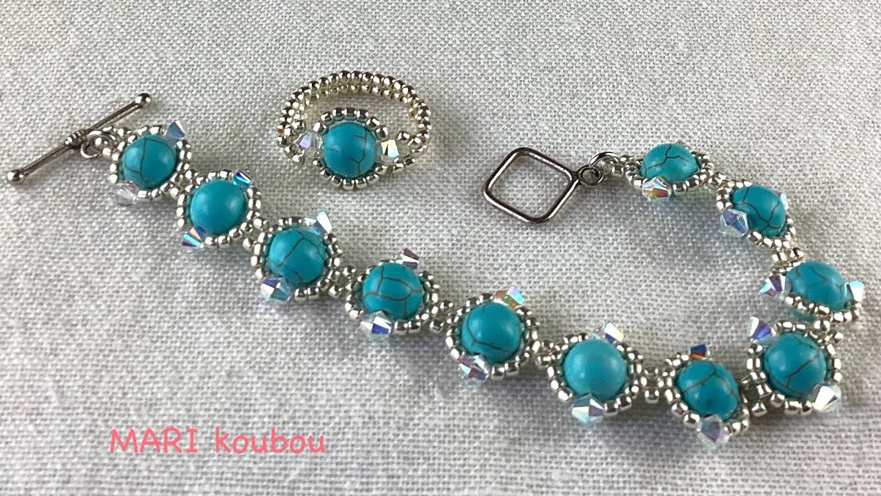 Замешанный бирюзовый браслет и кольцо