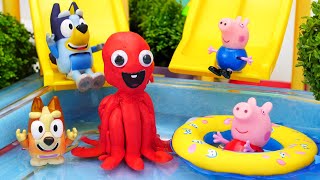 PEPPA PIG \& BLUEY Best Toy Learning Videos for Kids \& Toddlers | Swimming in the Candy Pool and More