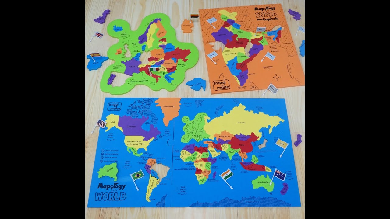 Imagimake Kids Mapology World Toy & Flags & Capitals Educational Multi colour 