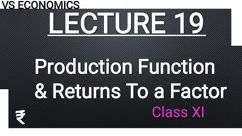 (LECTURE 19) Production Function And Returns to a factor.