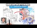 URBAN SKETCHING ink &amp; watercolor STEP-BY-STEP for beginners