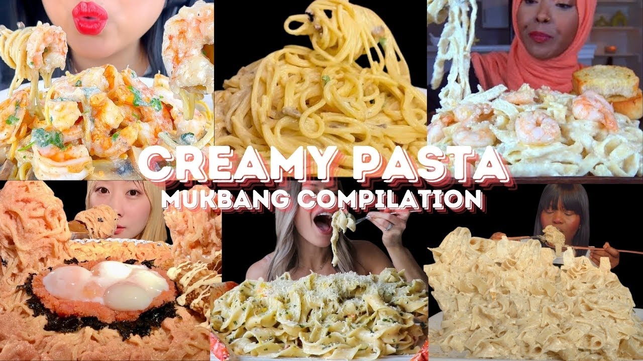 *30MINS* CREAMY PASTA ALFREDO MUKBANG *ASMR* COMPILATION |  BIG BITES | EATING SOUNDS