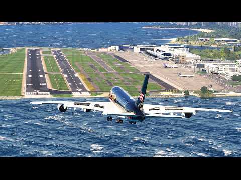 The Trump A380 Shocking Landing and Go Around at Santos Dumont Airport Short Runway