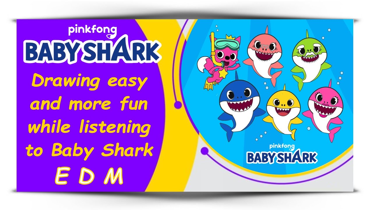 Baby Shark drawing song 🙂 How to draw Baby Shark Family 🙂 Drawing easy for kids YouTube