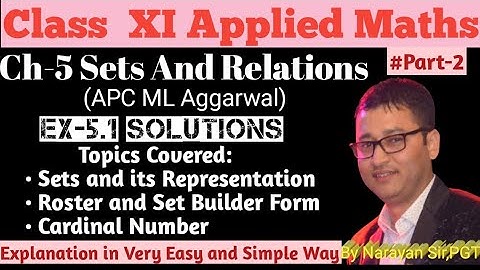 Ex-5.1 Solutions • Ch-5 Sets and Relations • APC ML Aggarwal • CBSE 11 Applied Maths
