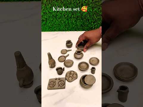 amazing super clay kitchen set 🖐️ #miniature #creativeclayidea #art #kitchencraft #clay #blackclay