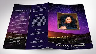 Vineyard Funeral Program Word Publisher Template | 4 Pages | editable Colors | Bi-fold to 5.5”x8.5”
