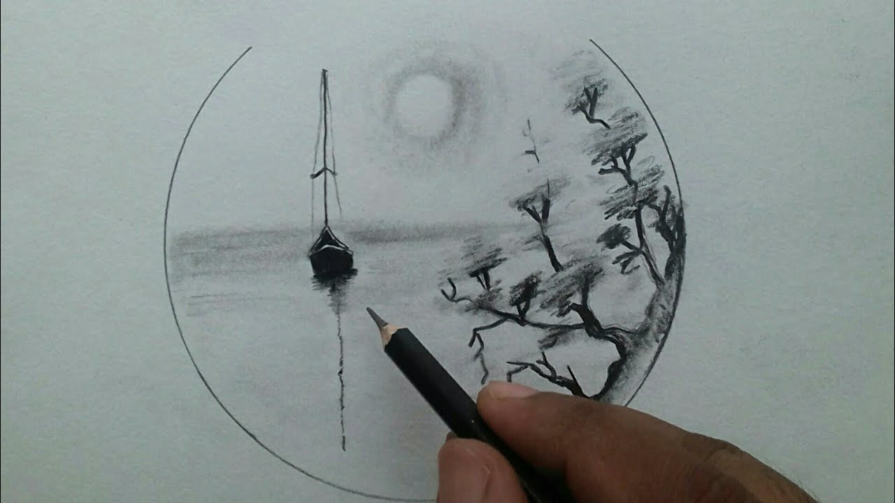 Pencil Drawings Of Nature Step By Step - Separate between lights and