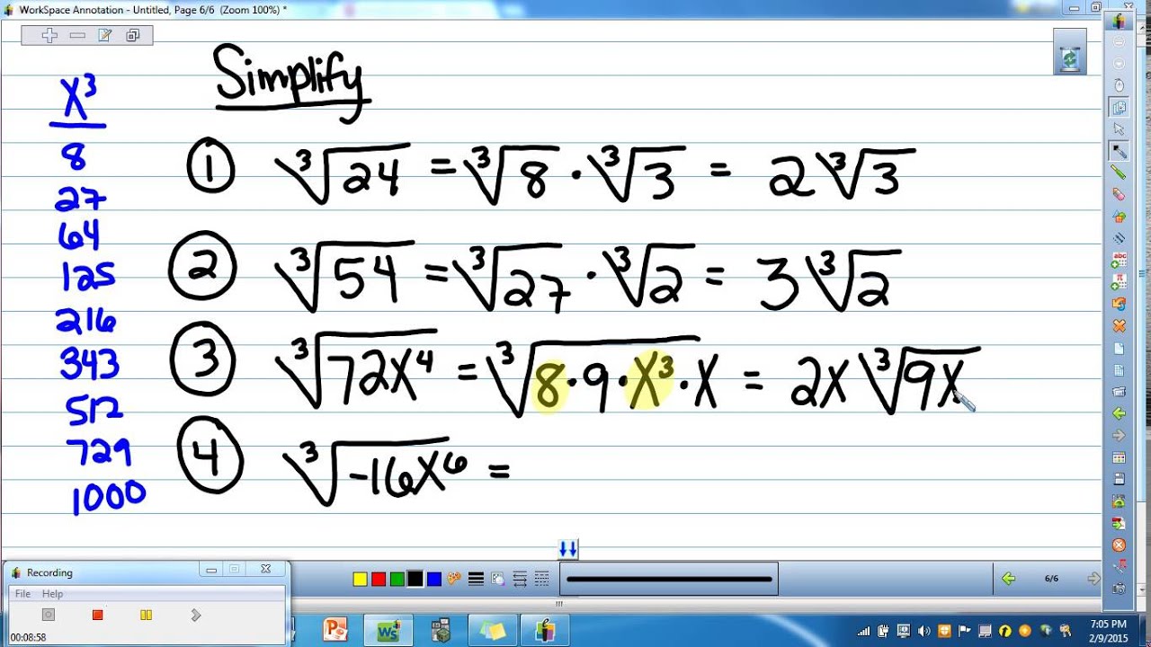 Advanced Algebra 1 (7.3 Multiplying Radical Expressions) - YouTube