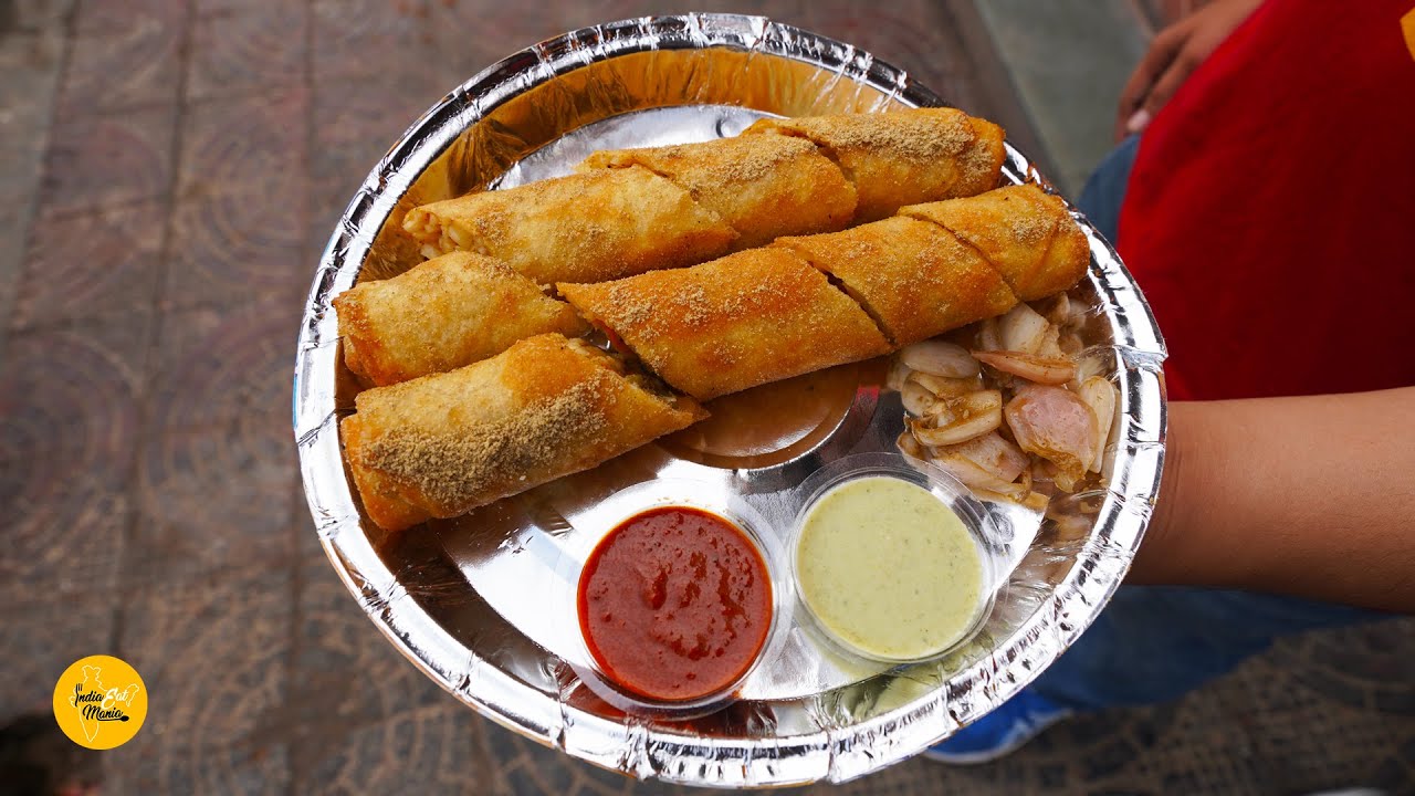 Most Amazing Spring Roll Making Rs. 90/- Only l Jaipur Street Food | INDIA EAT MANIA