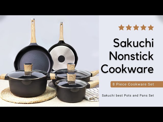 Sakuchi Best Pots and Pans Set  8 Piece Nonstick Cookware Set 