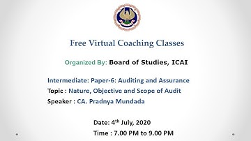 Intermediate: Paper 6: Auditing and Assurance: Evening Session: 04.07.2020