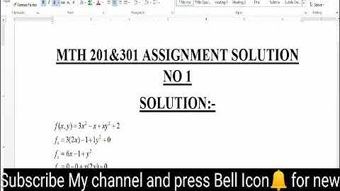 MTH201 & 301 assignment No.1 Solution Spring 2020|||Mth201&301|||solution|||vu