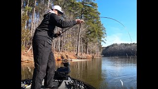 Going for 20! Falls Lake Bass Fishing in February