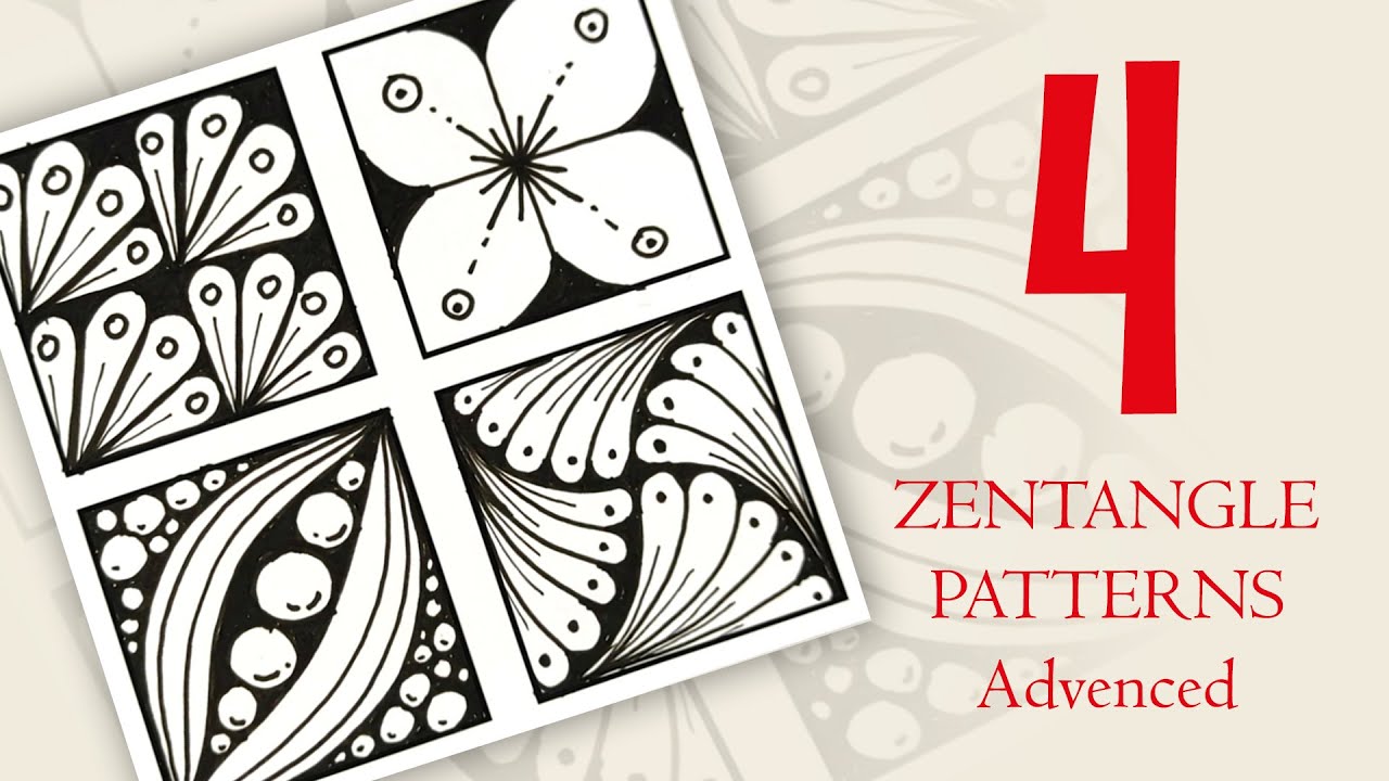 4 zentangle patterns for beginners / Zentangle patterns advanced - YouTube