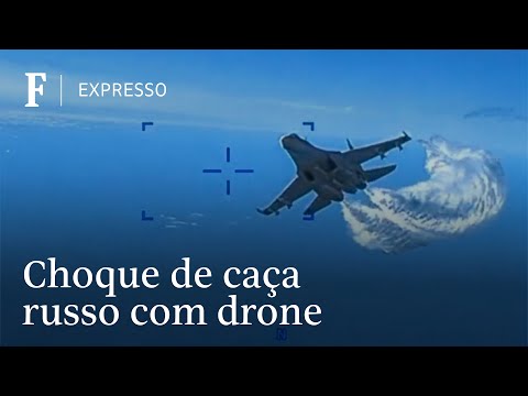 Vídeo dos EUA mostra choque de caça russo com drone no mar Negro | CENAS DA GUERRA