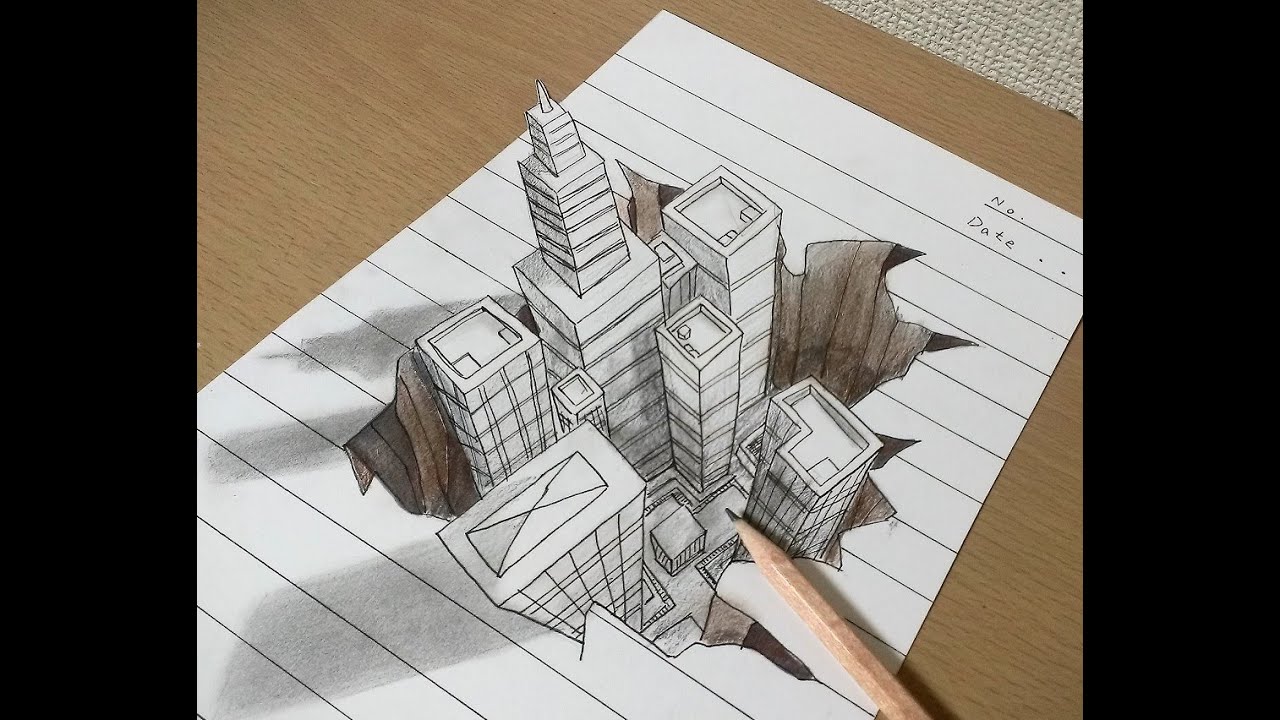 トリックアート ノートの中にビルを描く方法 3d Trickart Youtube