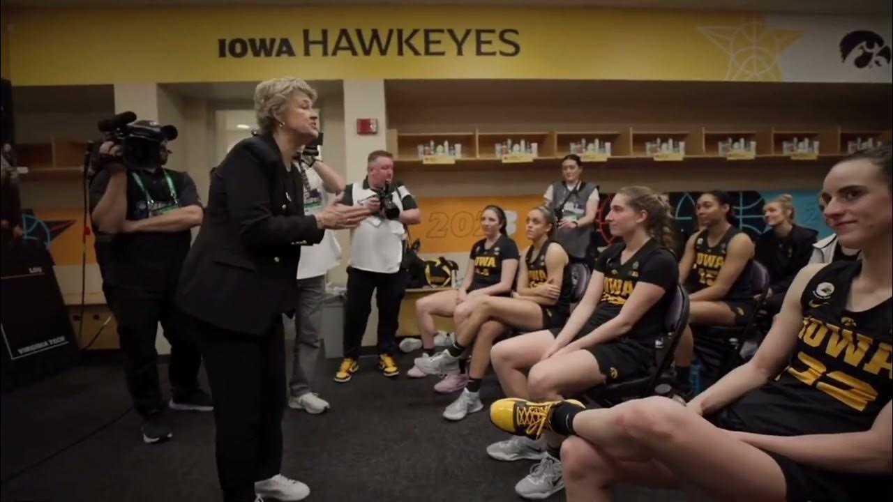 Iowa locker room after upsetting South Carolina in the 2023 NCAAWT