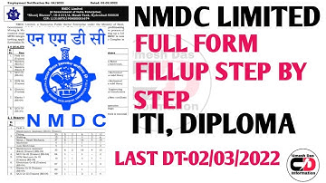 NMDC LIMITED FORM FILLUP STEP BY STEP (ITI, DIPLOMA)