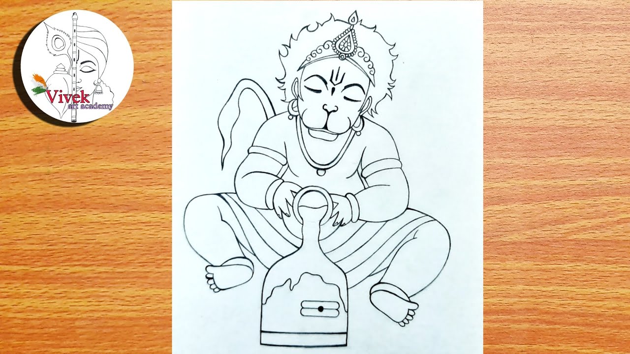 Hanuman Drawing with Shivling | Easy Pencil Drawing for Beginners ...