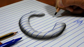3D Trick Art On Line Paper, Round Letter C