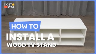 How to Install the Wood TV Stand for TVs with Storage Cubbies | HV10416 #costway #howto