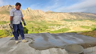 Building the bathroom roof and pouring cement on the kitchen roof