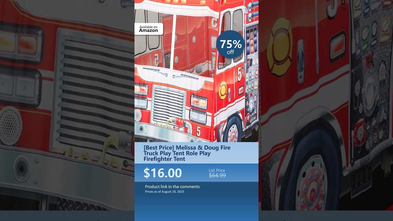 [Best Price] Melissa & Doug Fire Truck Play Tent Role Play Firefighter Tent