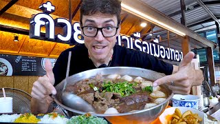 Crazy Amounts Of Beef JUMBO HOT POT Boat Noodles (in Chiang Mai, Thailand)