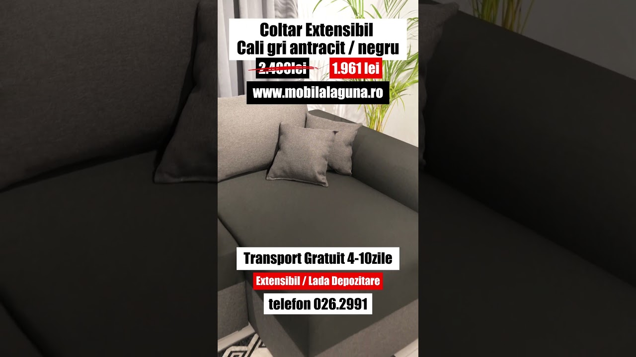 Coltar Extensibil Cali gri antracit / negru