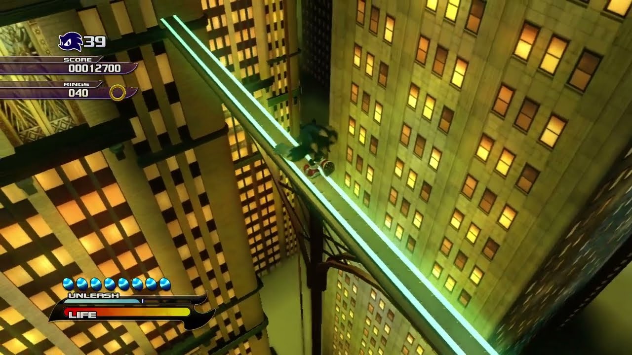Sonic unleashed - Skyscraper scamper night act 1 ( parte 1 )