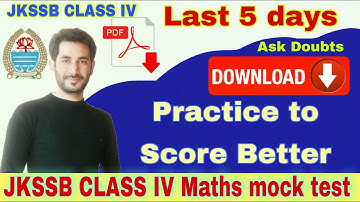 JKSSB CLASS IV #Last 5 Days #Maths mock test Ask doubts by home academy