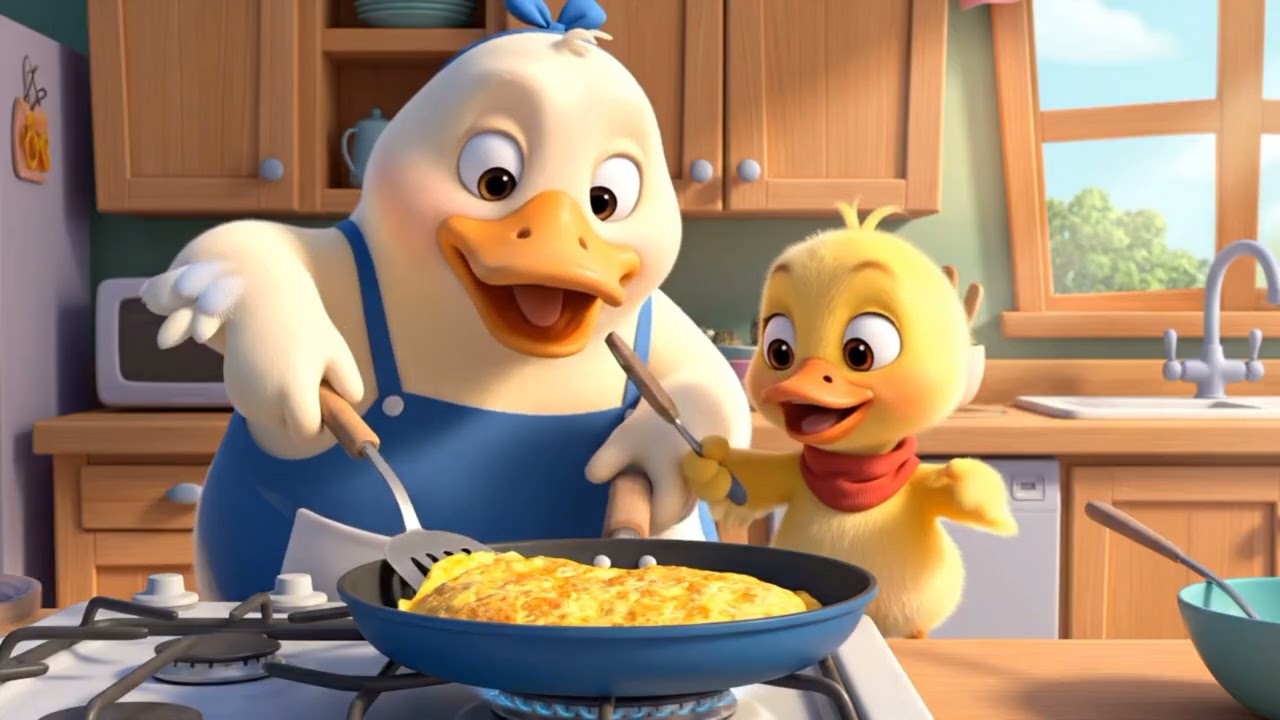 Mama Duck & Baby Duck Make a Fluffy Omelet | Fun Cooking Cartoon for Kids