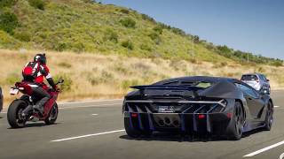 Lamborghini Centenario and Pagani Huayra run with Ducati 899