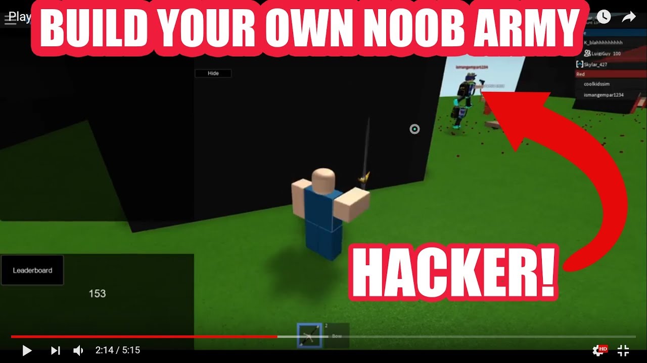 Playing With A Hacker In Roblox Build Your Own Noob Army - gaming with skylar roblox